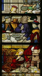Vitrail représentant Sainte Marie-Madeleine lavant les pieds du Christ, 1500-10